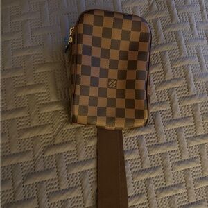 Brown check chest bag